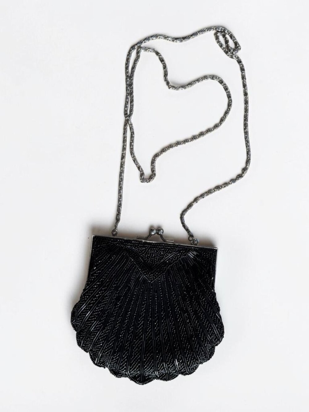 Apt. 9 Black Beaded Shell Evening Purse